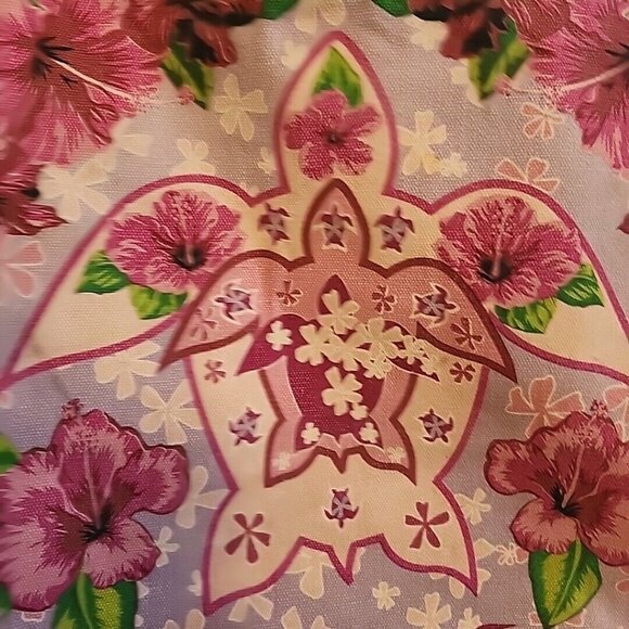 Sea Turtle Canvas Organizer Tote Bag Purse Island Resort Tara Tiger Brand Pink - Picture 3 of 8